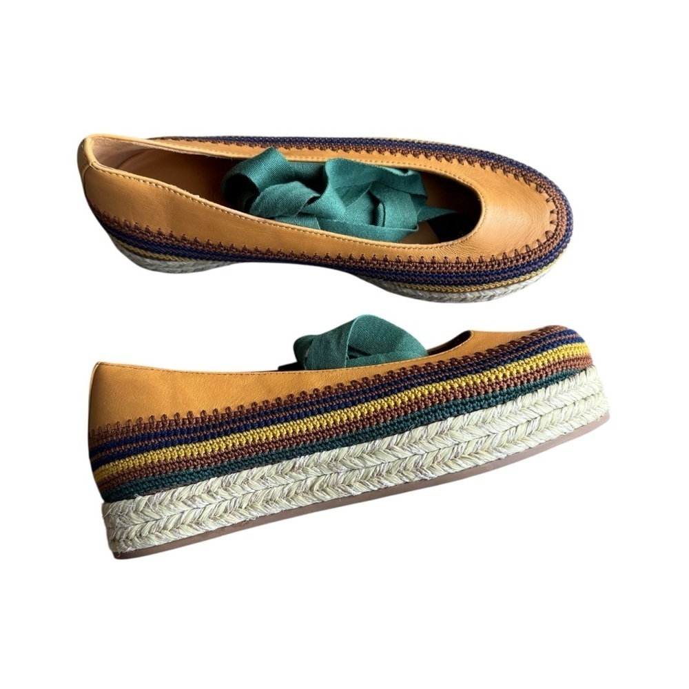Ulla Johnson - Yelena Crochet Leather Flatform Espadrille Wrap Tie Shoes EU 36 - Picture 2 of 11